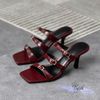 Guốc 7p gót nhọn mũi vuông 3 quai ngang phối khóa - MS: G7-85005