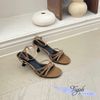 Sandal 7p gót vuông nhỏ mũi bầu 3 quai mảnh phối khóa vuông nhỏ - MS: S7-23033