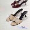 Guốc 5p gót vuông nhỏ mũi bầu quai ngang may lệch khóa sao - MS: G5-23030