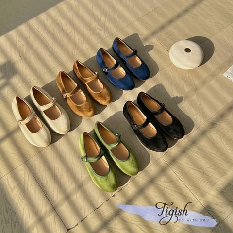  Búp bê mũi tròn phối quai ngang khóa viền chỉ si nhung - MS: BBX-01019 