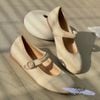 Búp bê mũi tròn phối quai ngang khóa viền chỉ si nhung - MS: BBX-01019