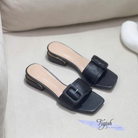  Guốc 3cm gót viền đồng mũi vuông quai ngang phối khóa - MS: G3-64009 