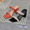 Guốc 7cm gót vuông mũi vuông hai quai thắt nút - MS: G7-85006