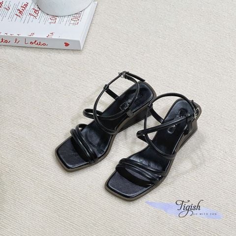  Sandal xuồng 5cm mũi vuông quai ngang mảnh chéo hậu - MS: X5-26009 