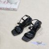 Sandal xuồng 5cm mũi vuông quai ngang mảnh chéo hậu - MS: X5-26009