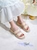 Dép bánh mì 5cm mũi tròn 2 quai ngang xé dán may viền chỉ - MS: D5-58006