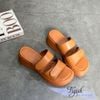 Dép bánh mì 5cm mũi tròn 2 quai ngang xé dán may viền chỉ - MS: D5-58006