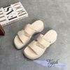 Dép bánh mì 5cm mũi tròn 2 quai ngang xé dán may viền chỉ - MS: D5-58006
