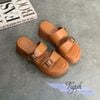 Dép bánh mì 5cm mũi tròn 2 quai ngang 2 khóa may viền chỉ - MS: D5-58007
