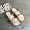 Dép bánh mì 5cm mũi tròn 2 quai ngang 2 khóa may viền chỉ - MS: D5-58007