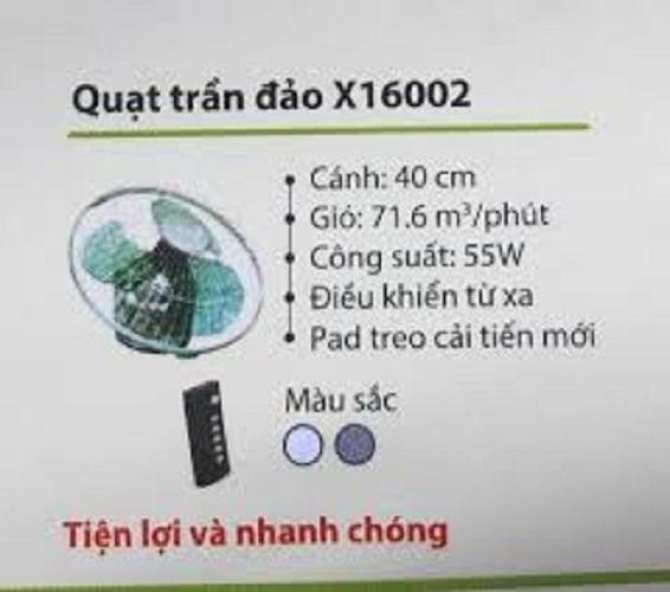 Quạt trần đảo Asia X16002 - 55w - remote