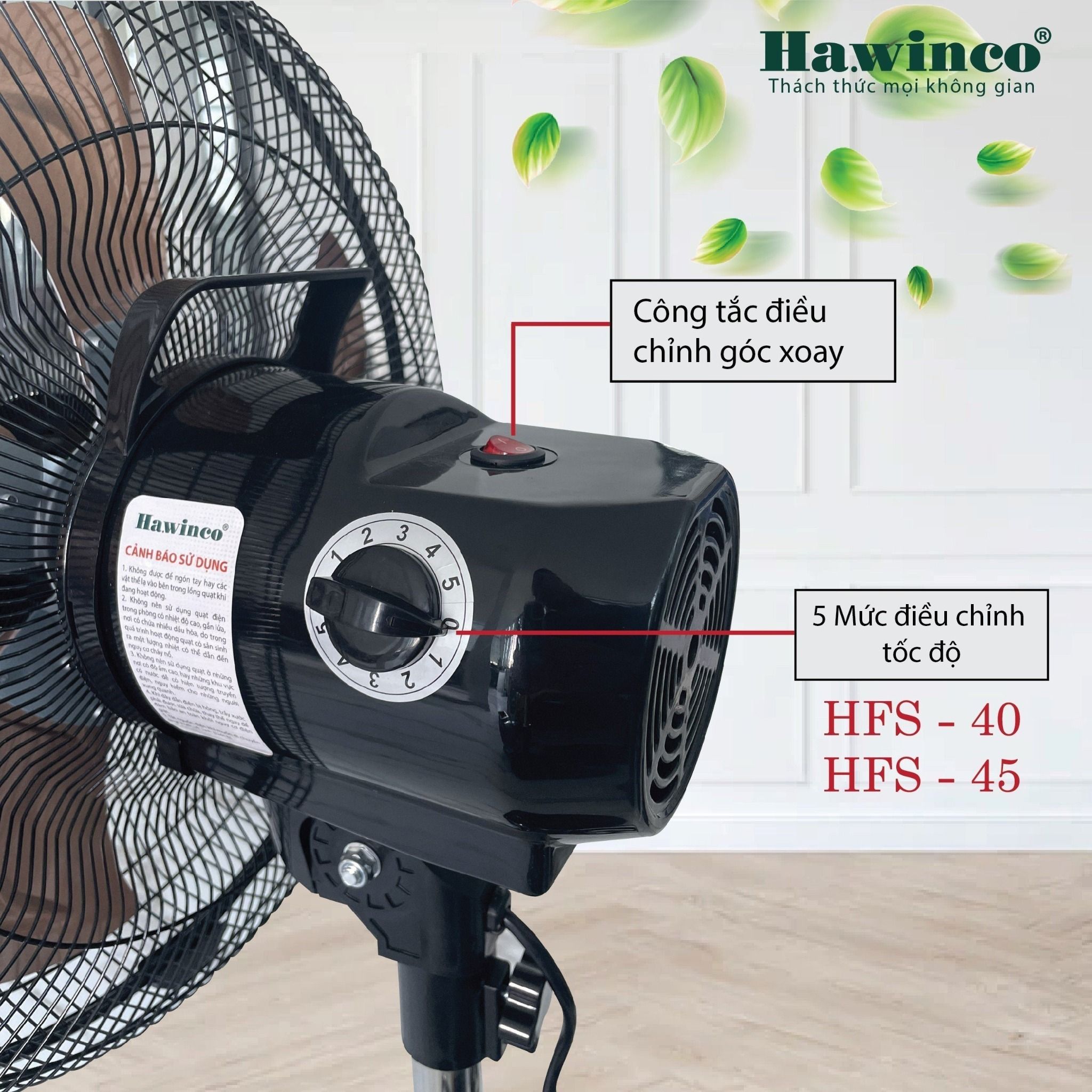 Quạt đứng bán công nghiệp Hawin.co HFS-30 / HFS-35 / HFS-40 / HFS-45 (47W / 55W / 65W / 80W)