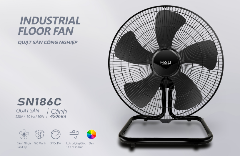 [Hỏa tốc] Quạt Sàn HALI SN199 - 45cm -72W
