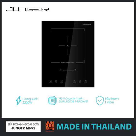 Bếp đơn hồng ngoại Junger MT-92 - Công suất 2200W - mặt kính Ceramic - MADE IN THAILAND