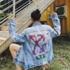 OFF WHITE SLIM BLEACHED DENIM JACKET INDIGO/MUTICOLOR