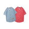 SUPREME x L-V DENIM BASEBALL JERSEY BLUE/RED (HẾT HÀNG)