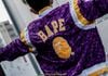 BAPE x MITCHELL x NESS LAKERS WARM UP JACKET PURPLE