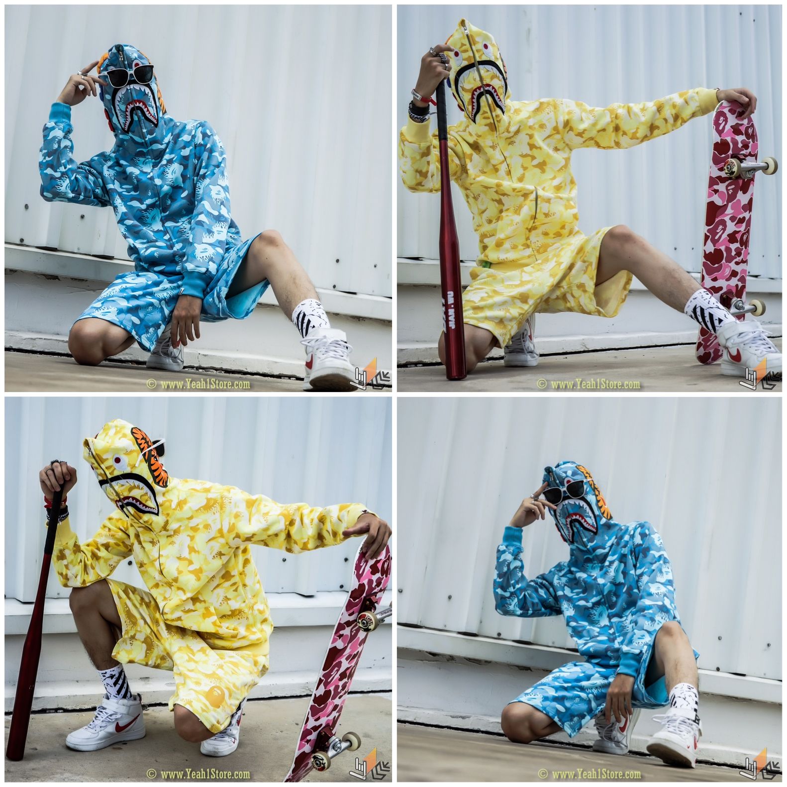 BAPE® MOBKEY CAMO SHARK BLUE/YELLOW FULL SET