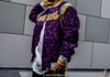 BAPE x MITCHELL x NESS LAKERS WARM UP JACKET PURPLE