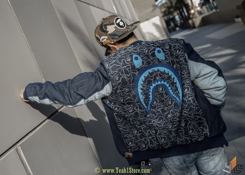  BAPE - SHARK BOMBER JACKET BLUE (HẾT HÀNG) 