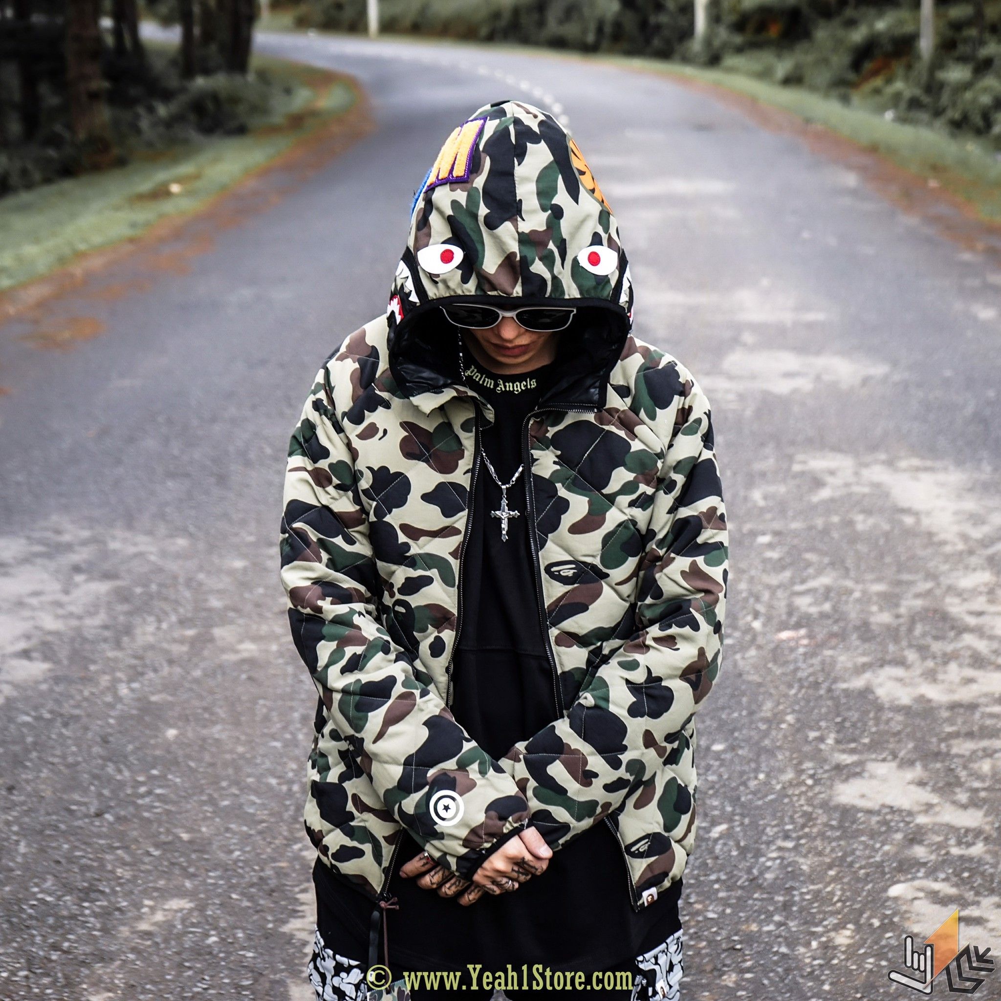 BAPE® WIND STOPPER 1ST CAMK GREEN SHARK DOWN JACKET