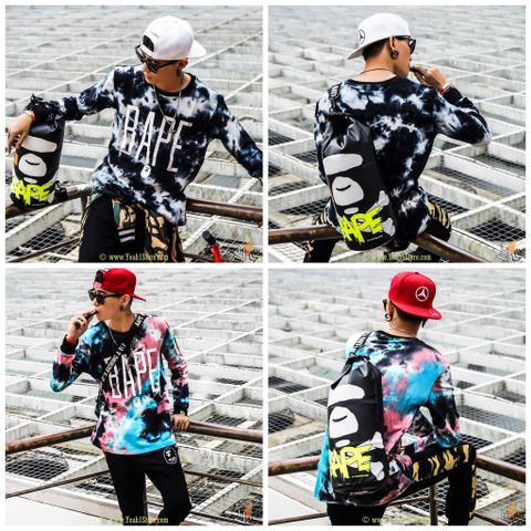  BAPE® TIE-DYE GRADIENT ROUND COLLAR COAT SWEATS PULLOVER JACKET 