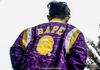 BAPE x MITCHELL x NESS LAKERS WARM UP JACKET PURPLE