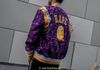 BAPE x MITCHELL x NESS LAKERS WARM UP JACKET PURPLE