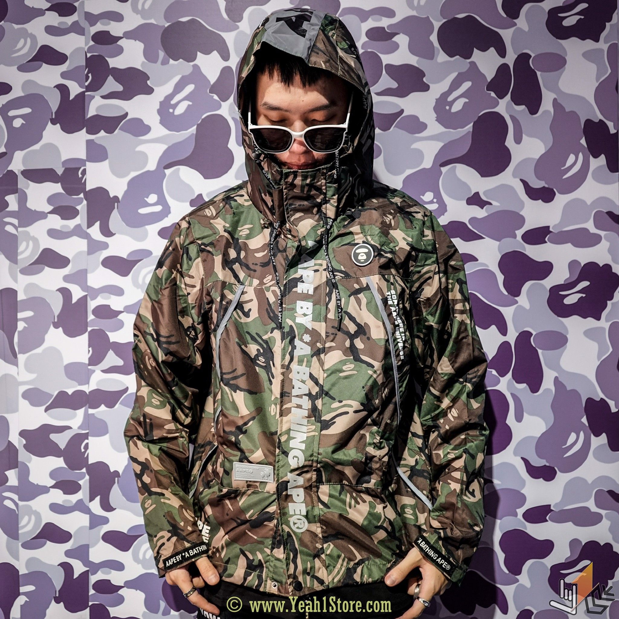 AAPE® BY* A BATHING APE CAMO 3M REFLECTIVE REVERSIBLE OUTDOOR WINDBREAKER JACKET