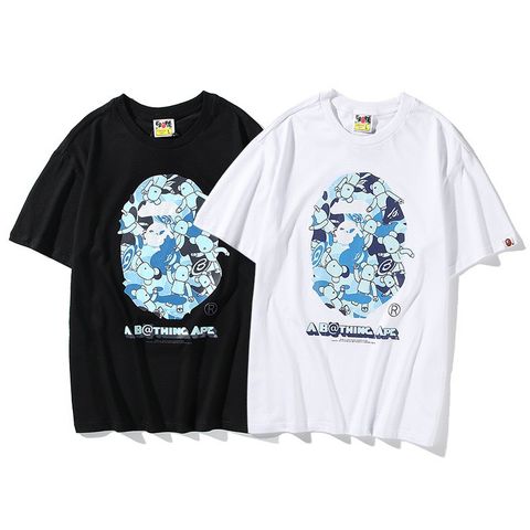  A BATHING APE® x MEDICOM TOY APE HEAD BLUE BE@RBRICK TEE 