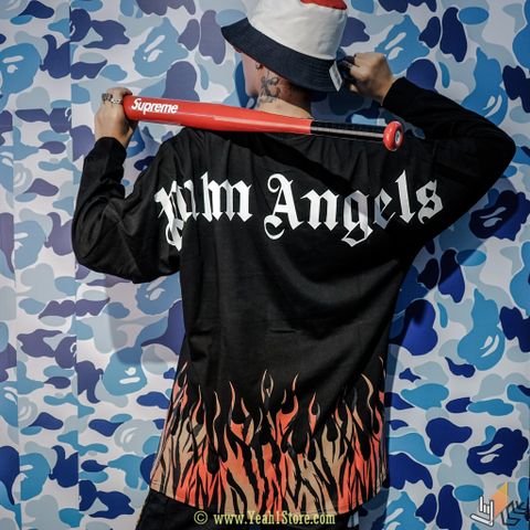  PALM ANGELS ”BURNING LOGO” OVER LONGSLEEVE BLACK 