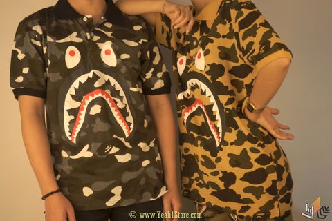  AAPE - POLO CAMO LOGO CÁ MẬP 