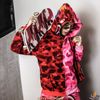 BAPE® COLOR CAMO HALF AND HALF SHARK FULL ZIP HOODIE RED/PINK (HẾT HÀNG)