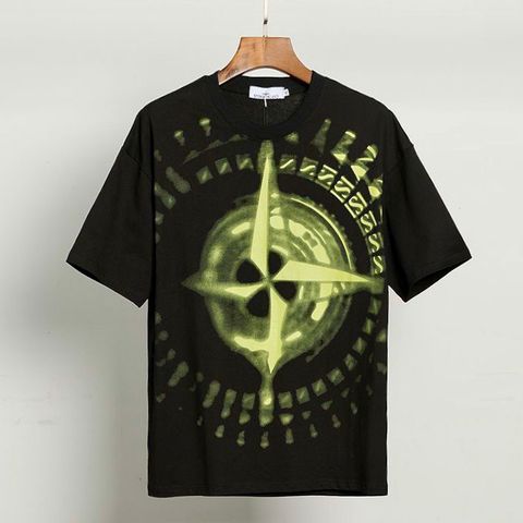  STONE ISLAND BLACK TIE DYE LOGO CREWNECK T-SHIRT 