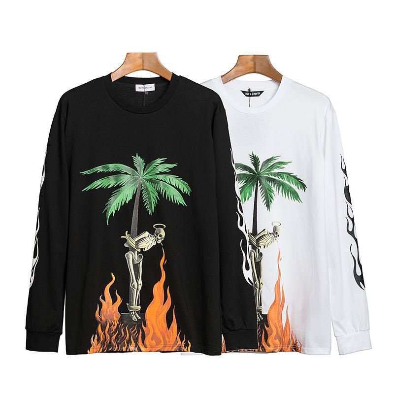 PALM ANGELS BLACK BURNING SKELETONS LONG SLEEVE