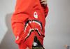 Hoodie Bape Side Zip Shark Wide Pullover Black / Red