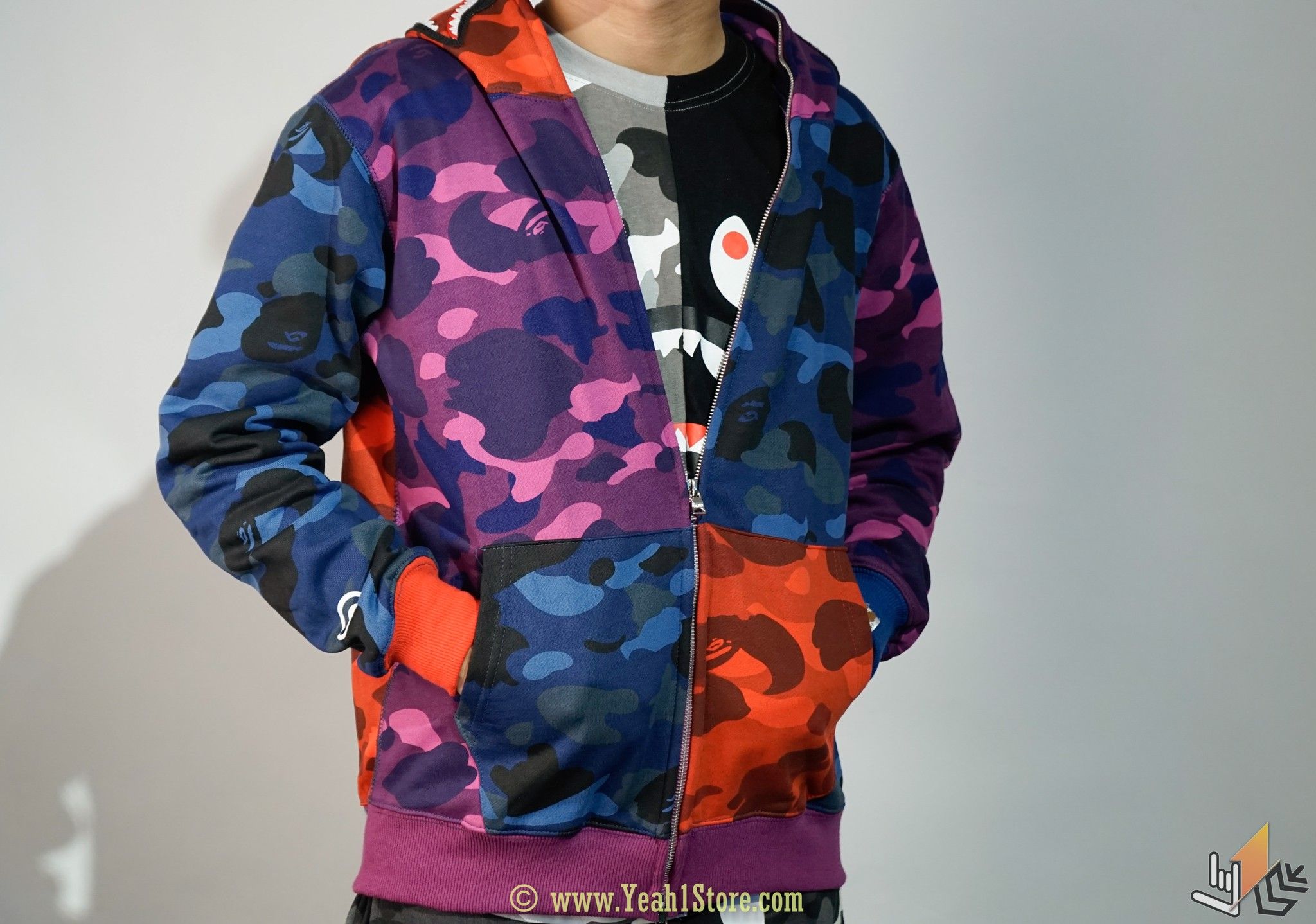 Jacket Bape Mix Camo Shark Zip