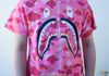 Bape Tee Zip Shark Camo Red / Pink