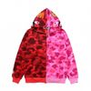 BAPE® COLOR CAMO HALF AND HALF SHARK FULL ZIP HOODIE RED/PINK (HẾT HÀNG)