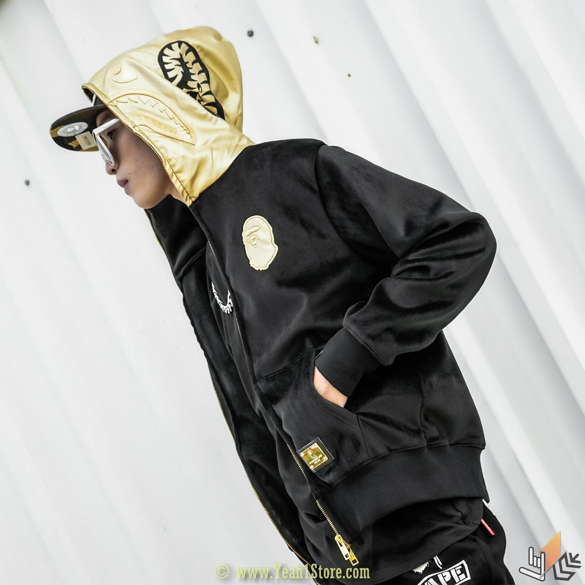Gold bape windbreaker sale