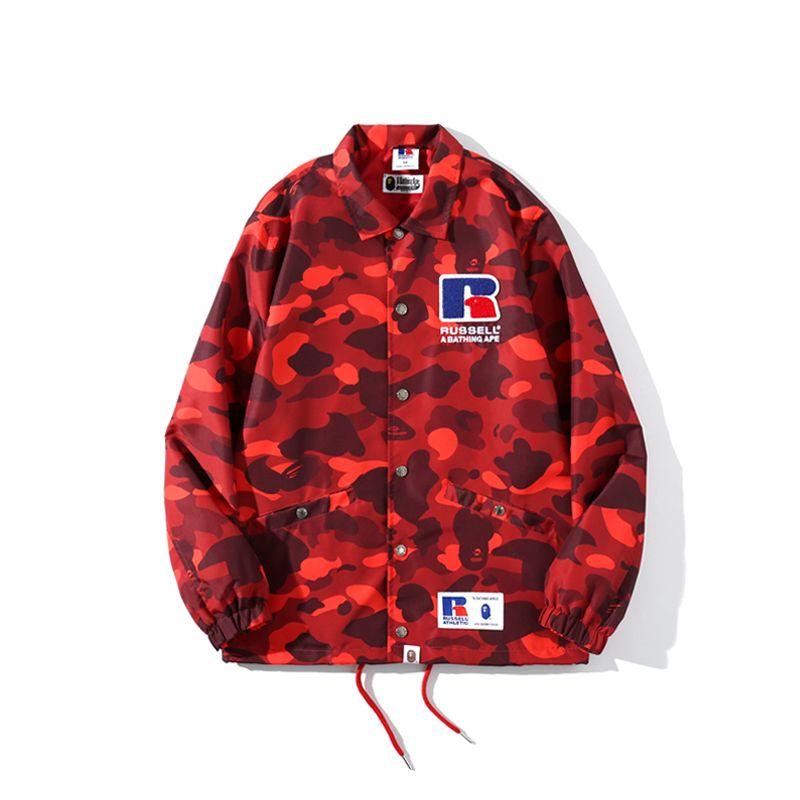 BAPE® x Russell Color Camo College Coach Jacket Red (HẾT HÀNG)