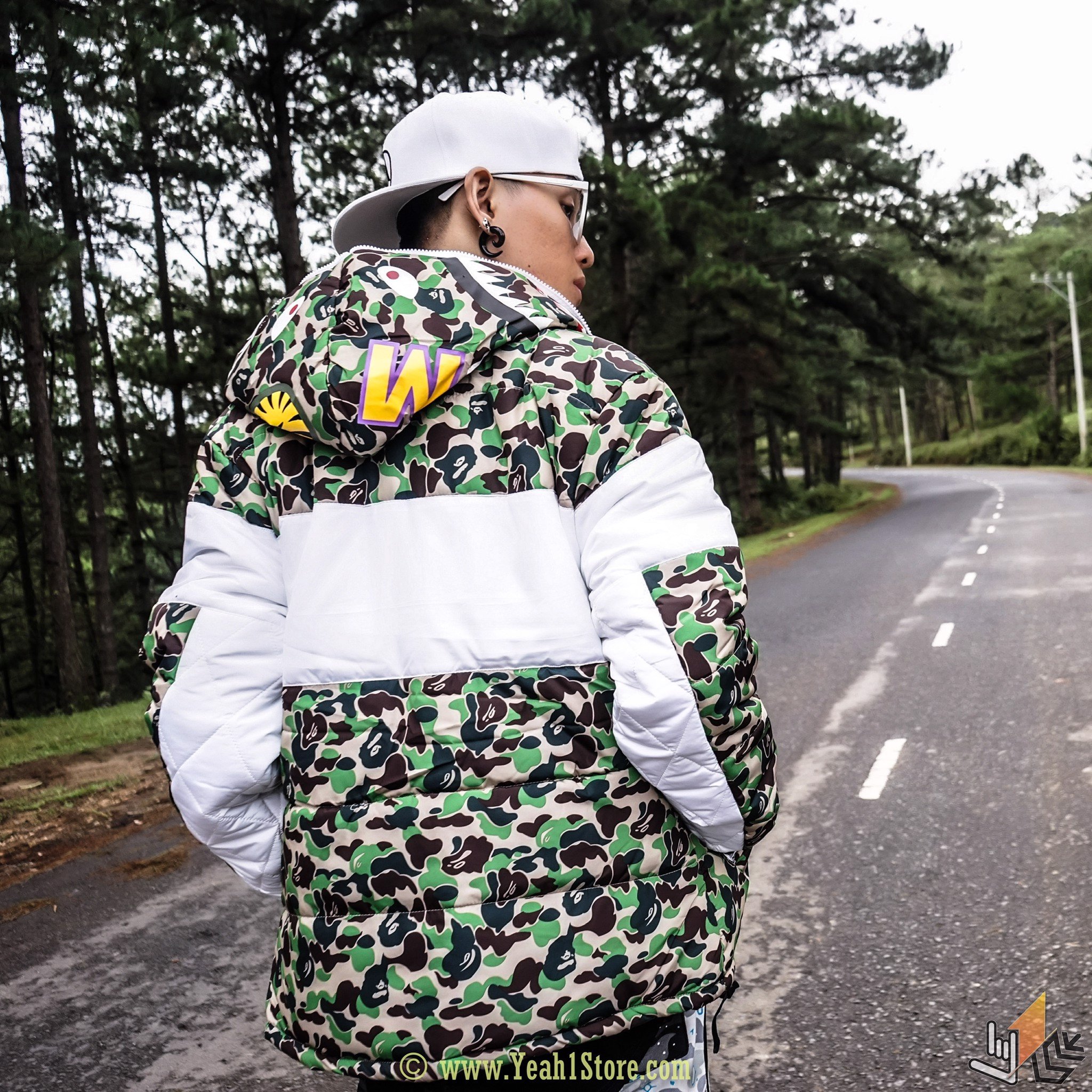 BAPE® X ADIDAS ABC CAMO FIREBIRD SHARK PUFFER JACKET GREEN – Bape Việt Nam  - Yeah1Store - Yeah1Shop - Bape Shop - Sneaker - OG