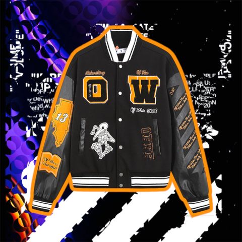  Off - White™ Patch Embellished Varsity Bomber Jacket (HẾT HÀNG) 