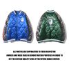 A BATHING APE - BLUE AND GREEN STUFFED BASEBALL SILK JACKET