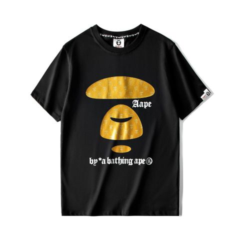  AAPE BIG YELLOW APE HEAD LOGO TEE BLACK 