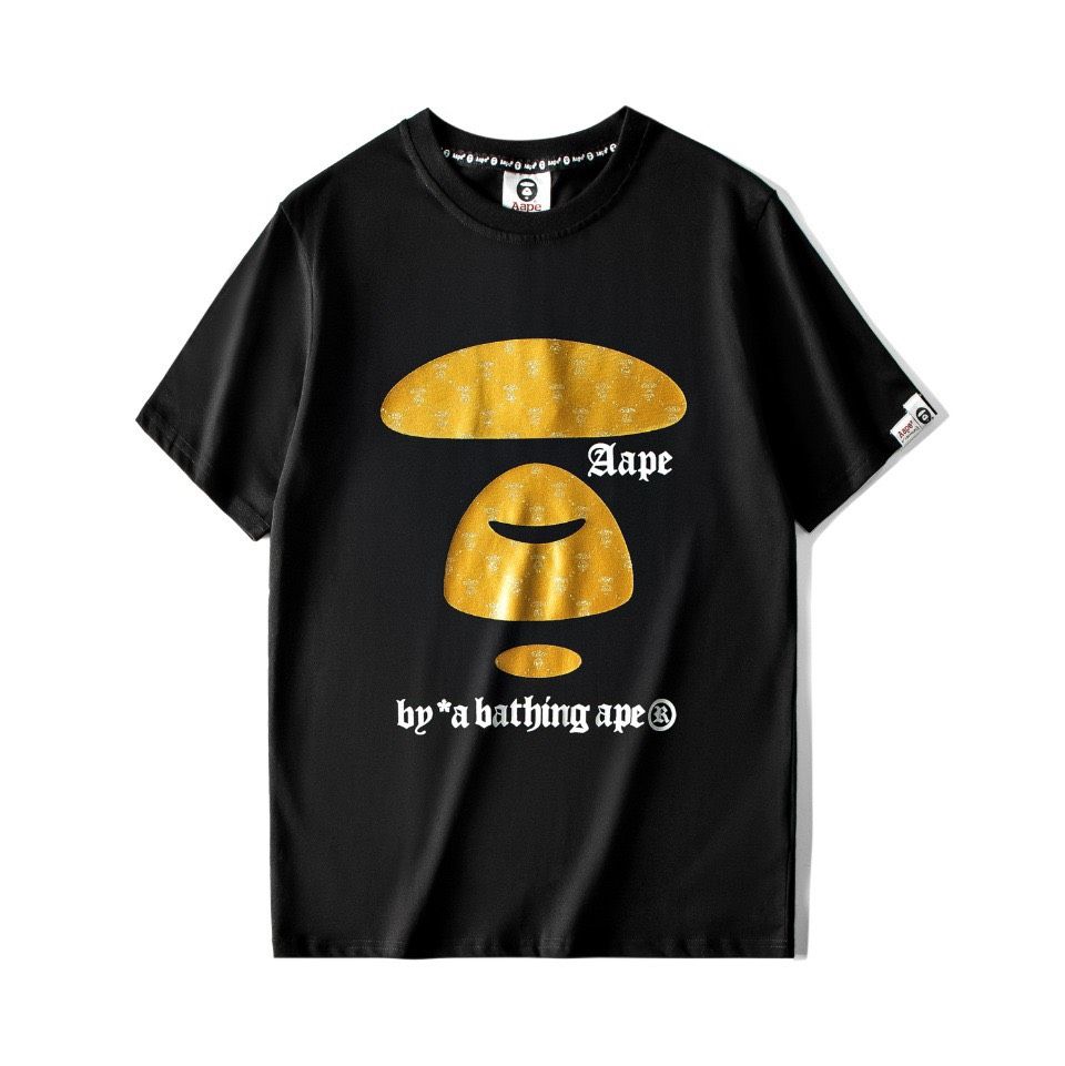 AAPE BIG YELLOW APE HEAD LOGO TEE BLACK