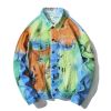 OFF-WHITE PAINTED DISTRESSED DENIM TRUCKER JACKET MULTICOLOR
