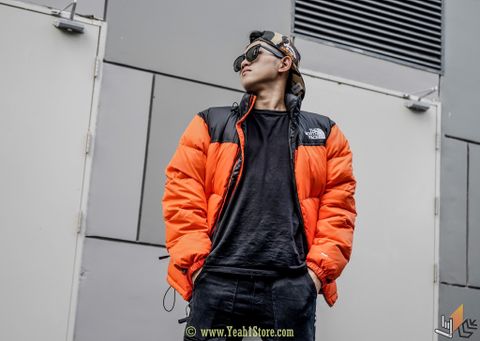  SUPREME THE NORTH FACE LEATHER NUPTSE JACKET ORANGE (HẾT HÀNG) 