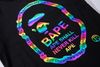 BAPE A BATHING APE RAINBOW APE HEAD ROUND COLLAR T-SHIRT (HẾT HÀNG)