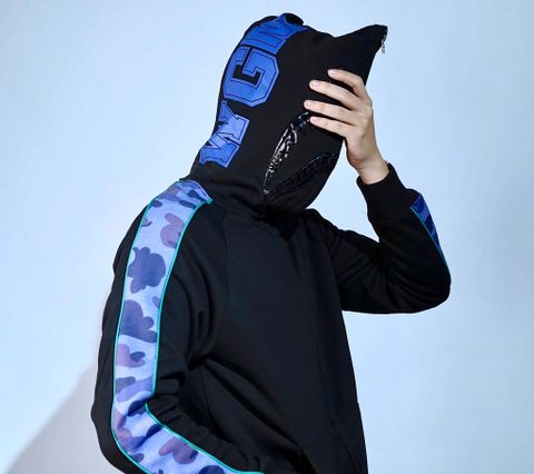  BAPE JERSEY SHARK FULL ZIP HOODIE BLACK 